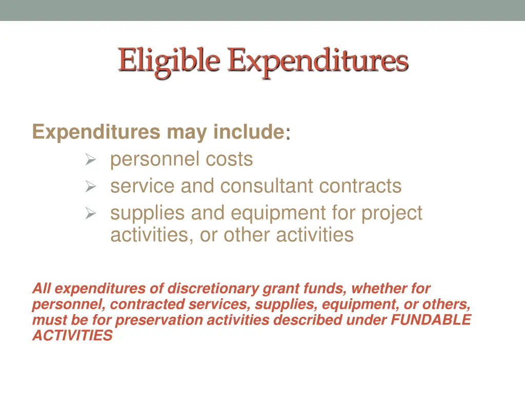 eligible expenditures