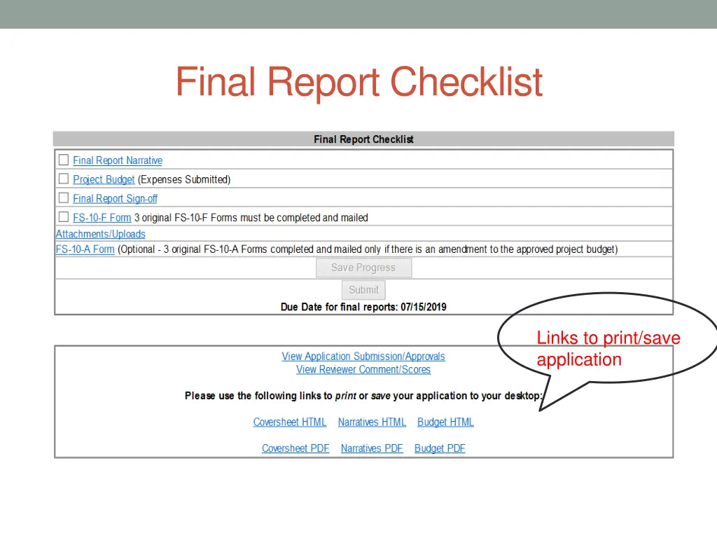 final report checklist