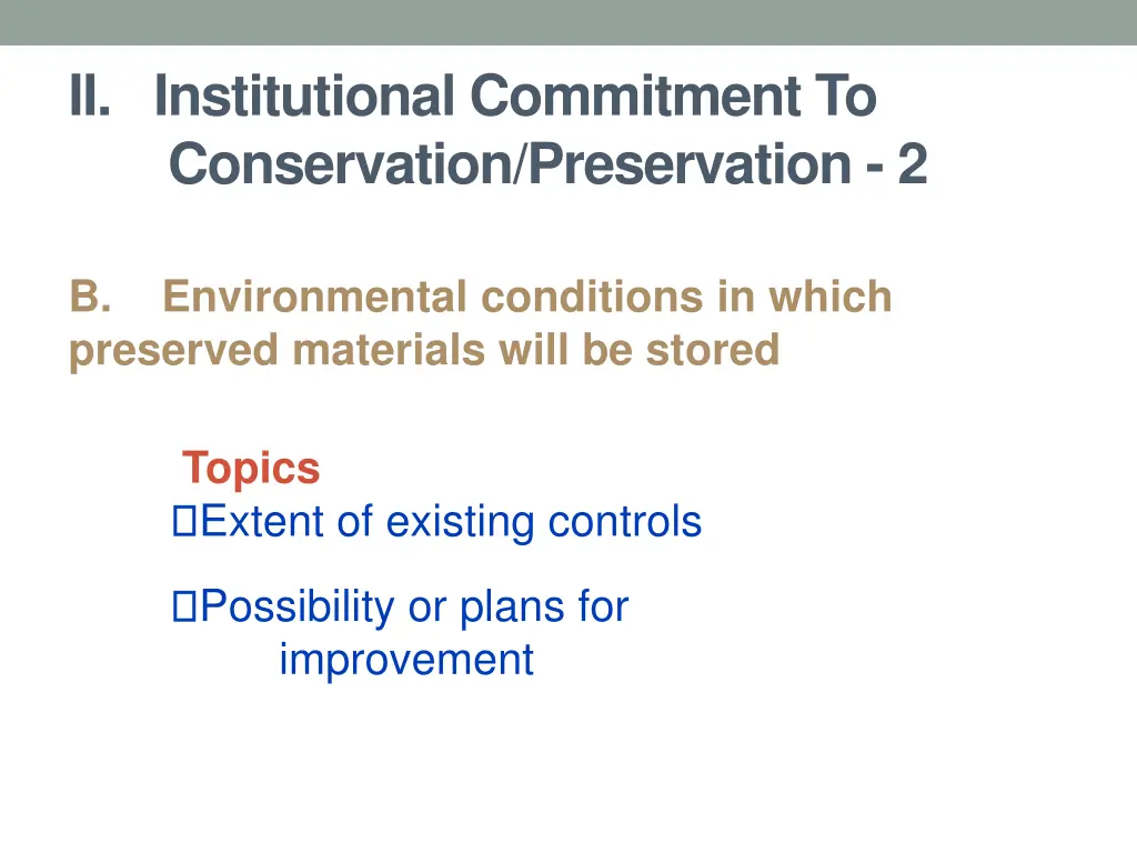 ii institutional commitment to conservation 1