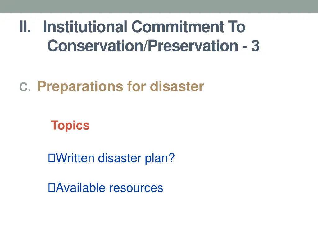 ii institutional commitment to conservation 2
