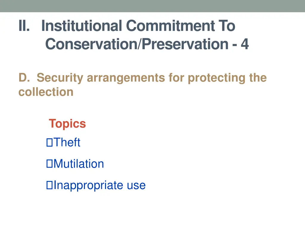 ii institutional commitment to conservation 3