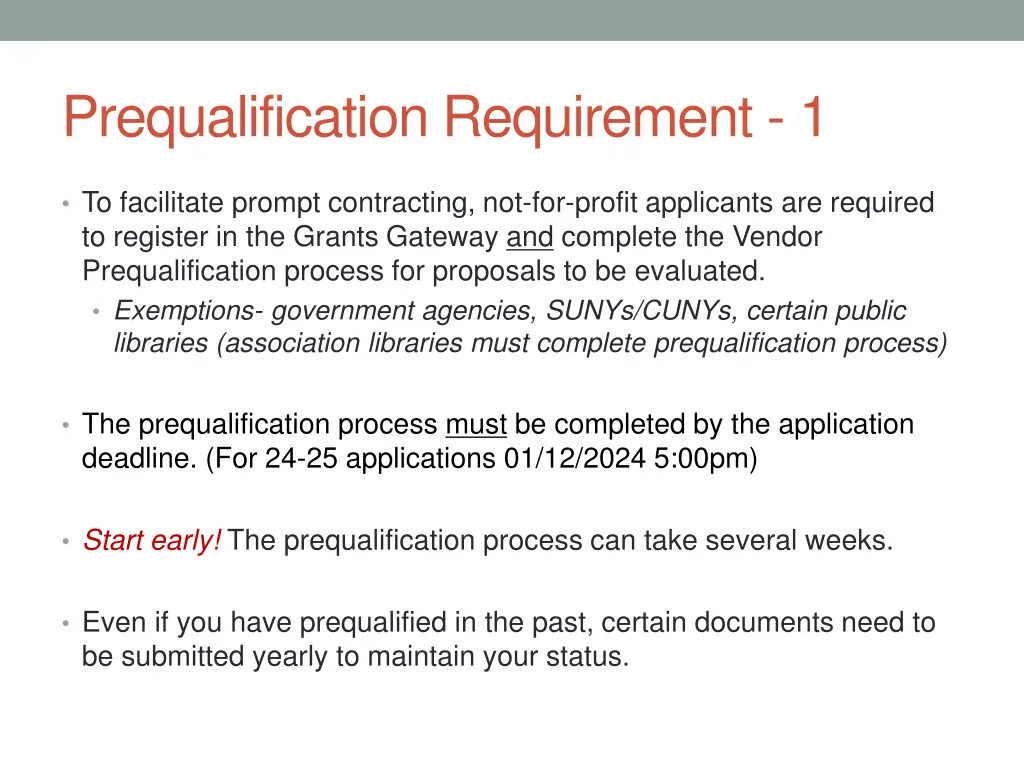 prequalification requirement 1