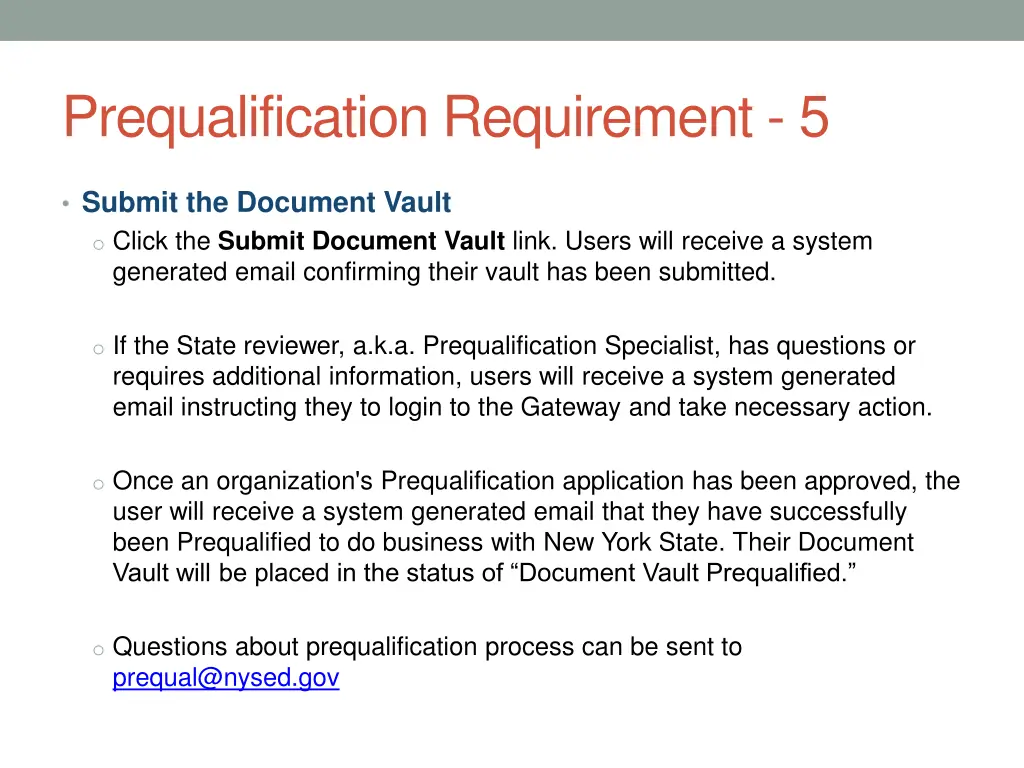 prequalification requirement 5