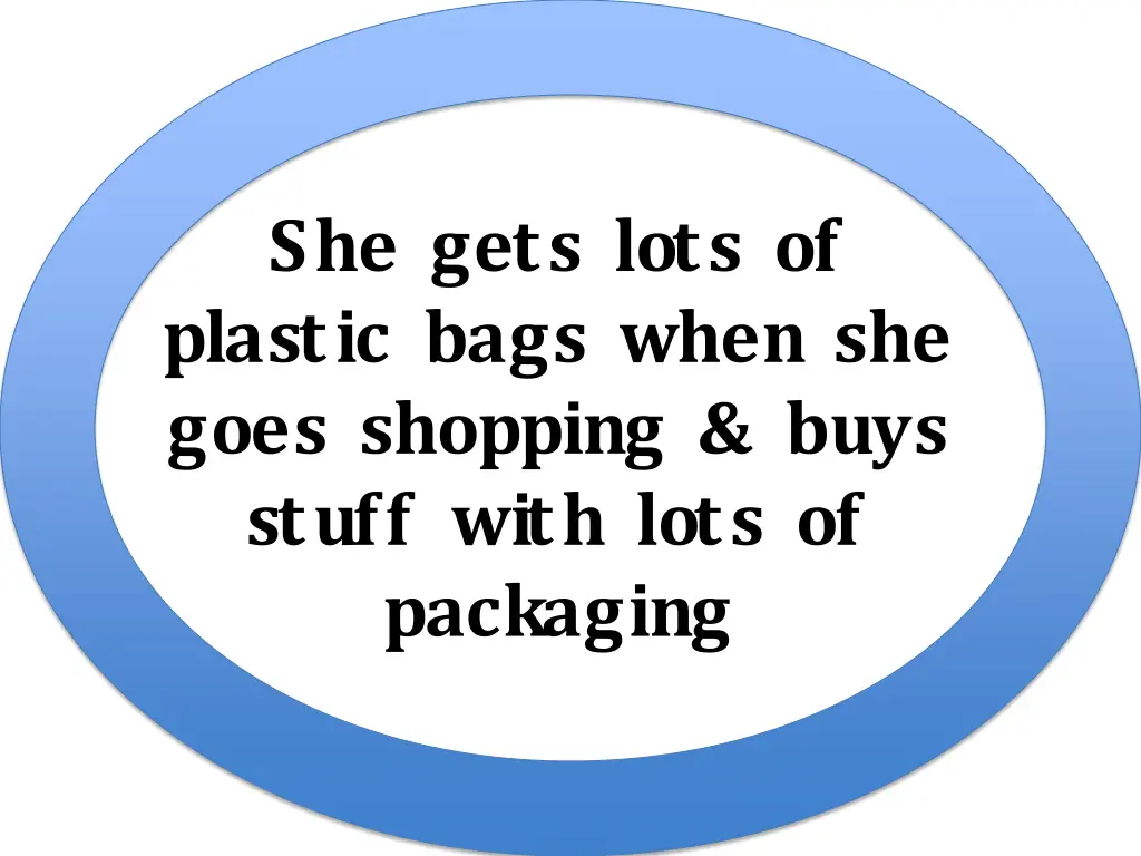she gets lots of plastic bags when she goes