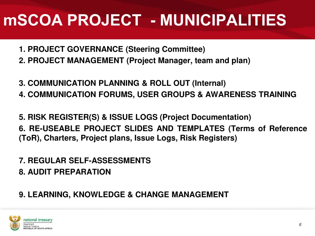 mscoa project municipalities