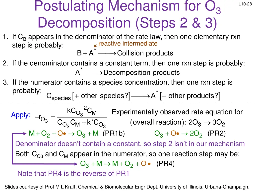 postulating mechanism for o 3 decomposition steps