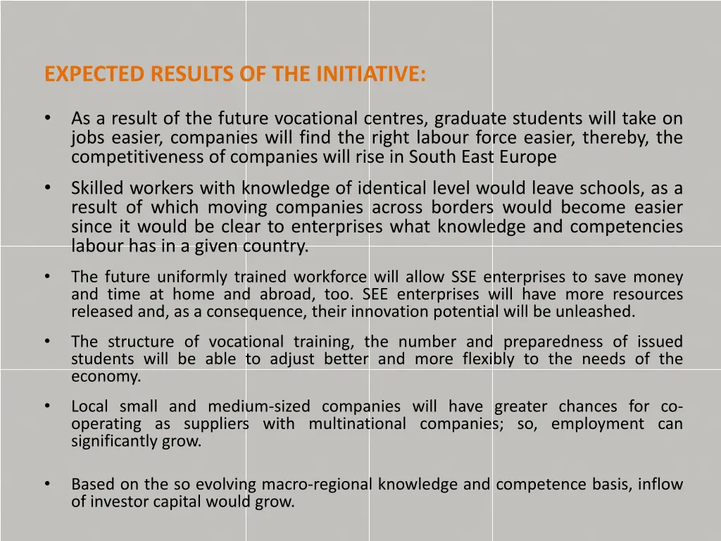 expected results of the initiative