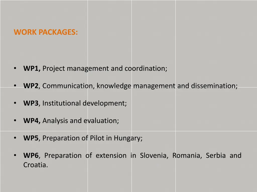 work packages
