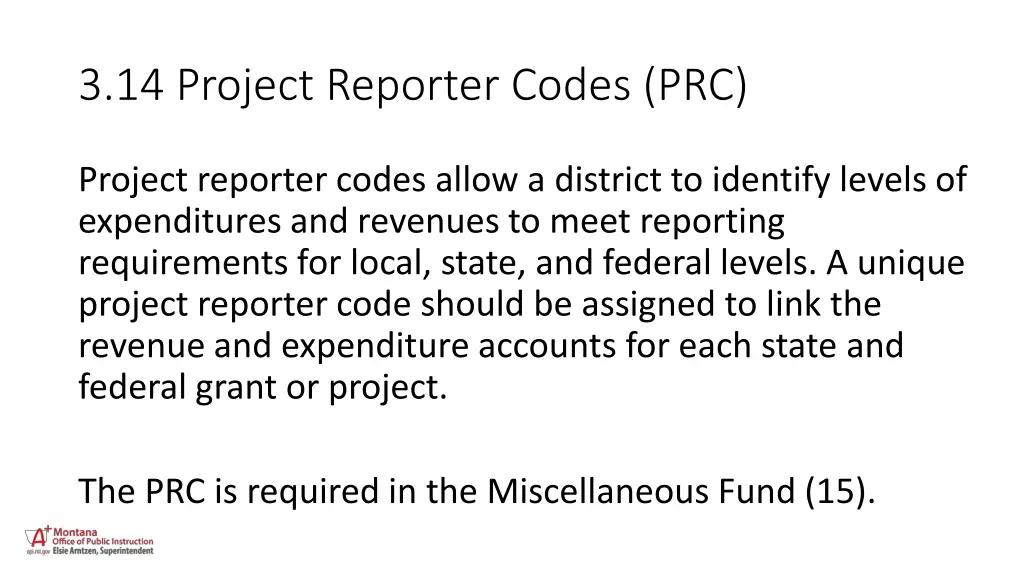 3 14 project reporter codes prc
