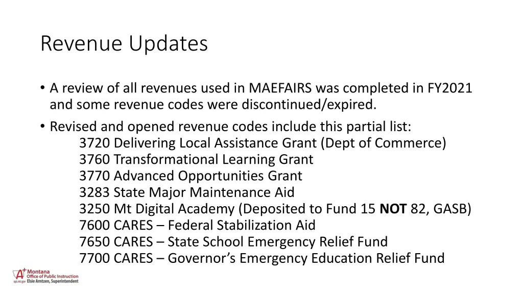 revenue updates