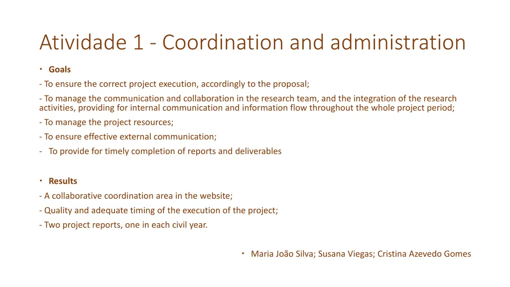 atividade 1 coordination and administration
