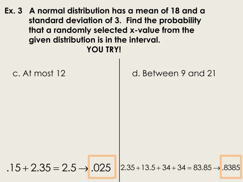 ex 3 a normal distribution has a mean 1