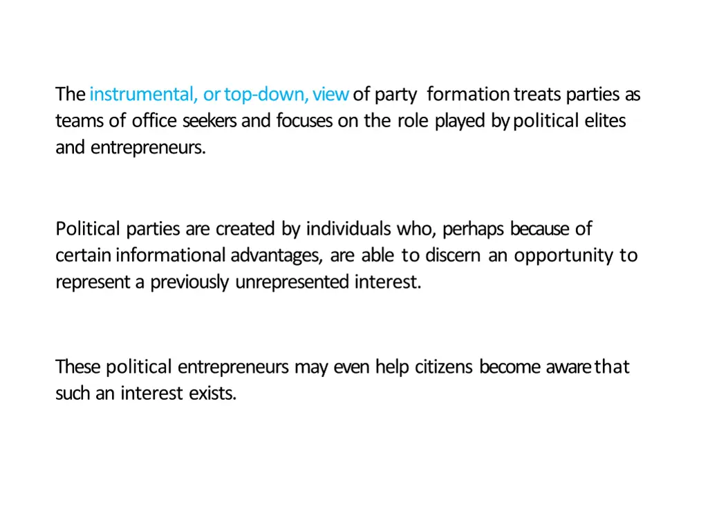 theinstrumental ortop down viewof party formation