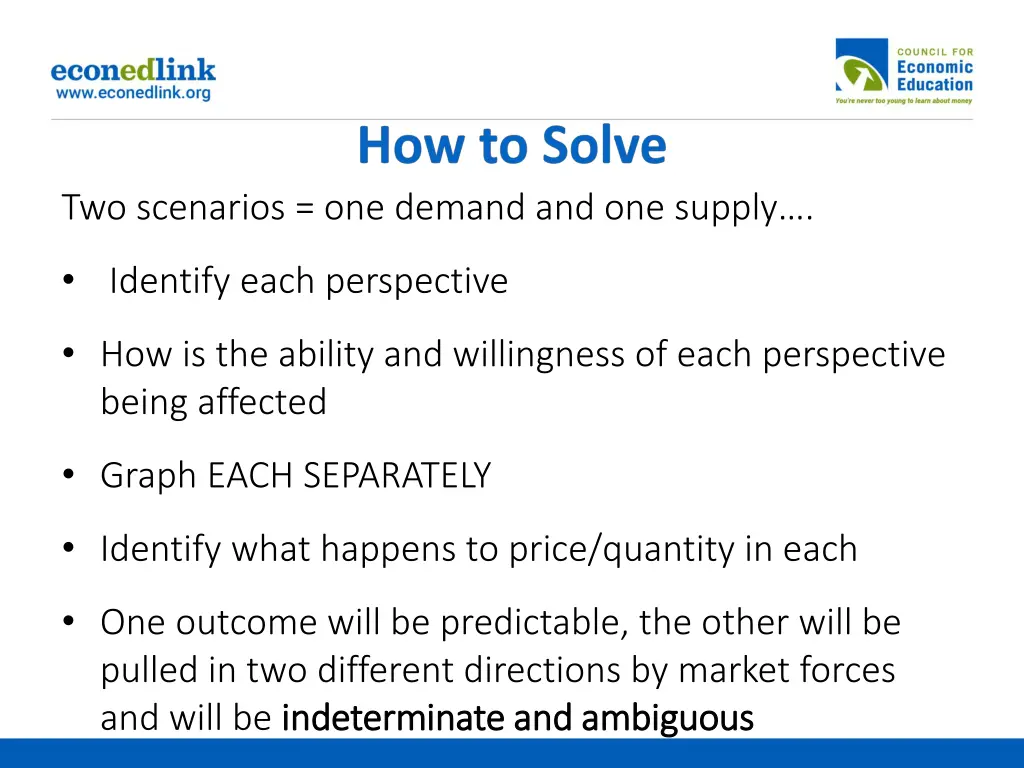 two scenarios one demand and one supply