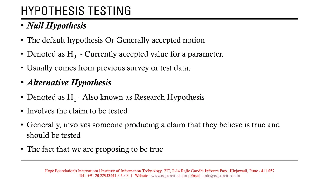 hypothesis testing null hypothesis