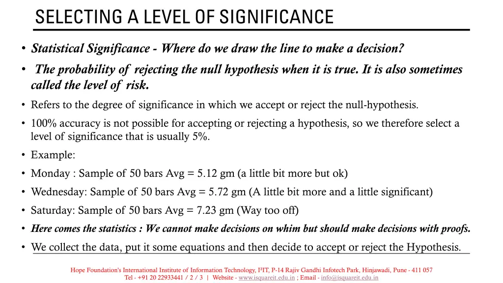selecting a level of significance