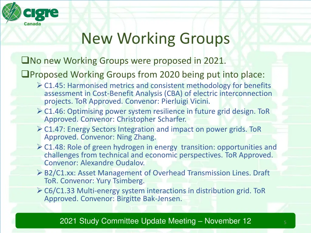 new working groups