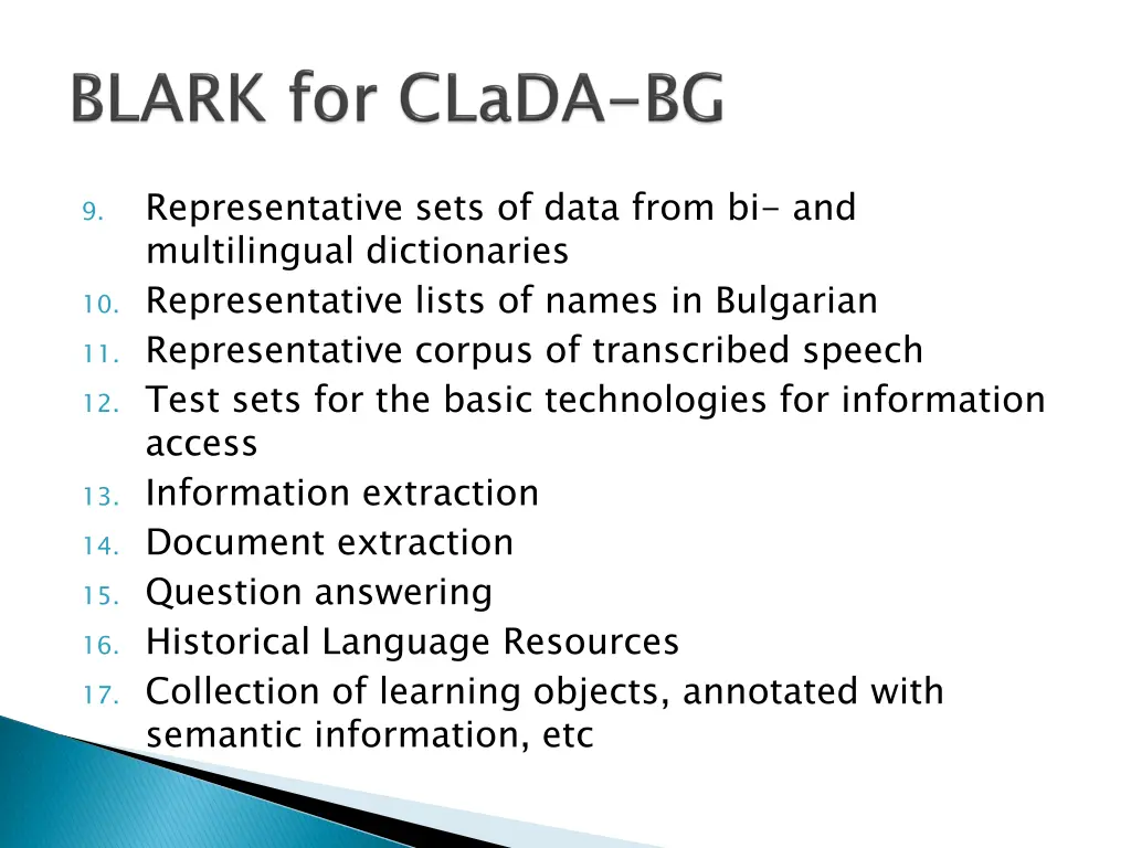 representative sets of data from