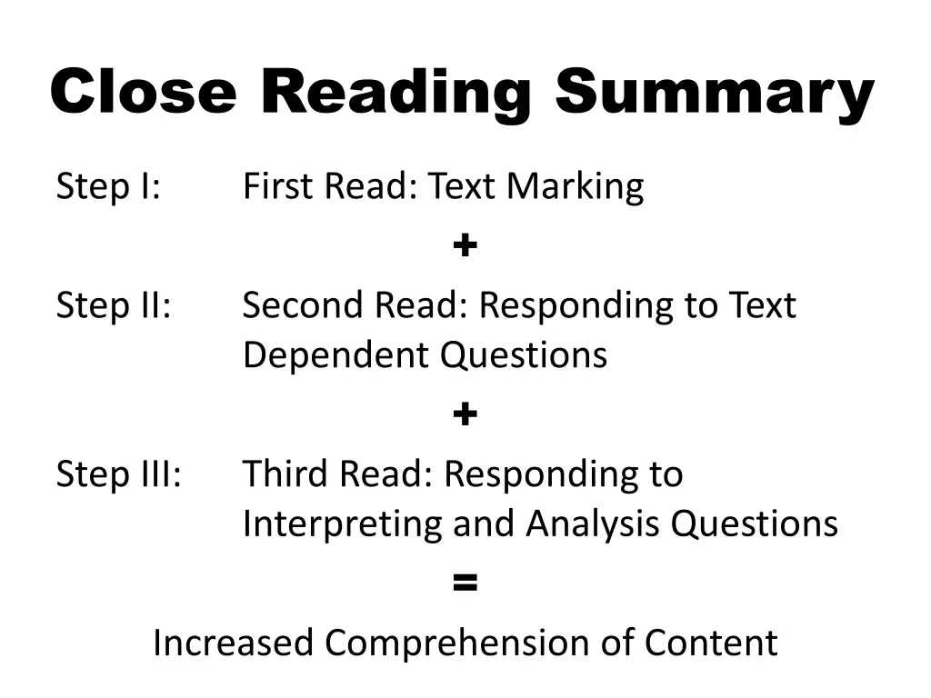 close reading summary