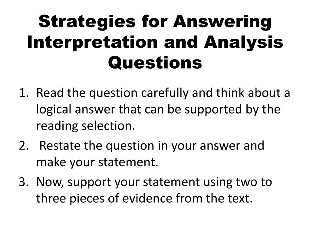 strategies for answering interpretation
