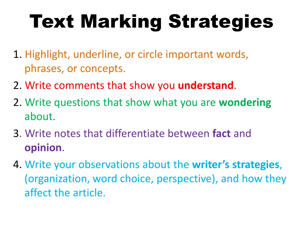 text marking strategies