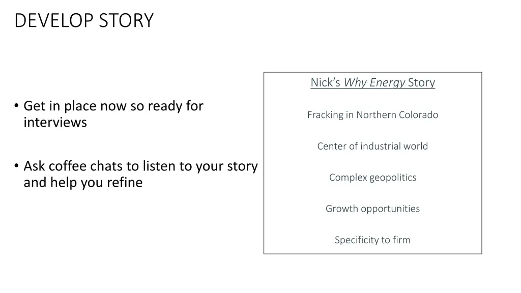 develop story