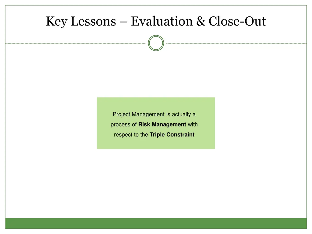 key lessons evaluation close out