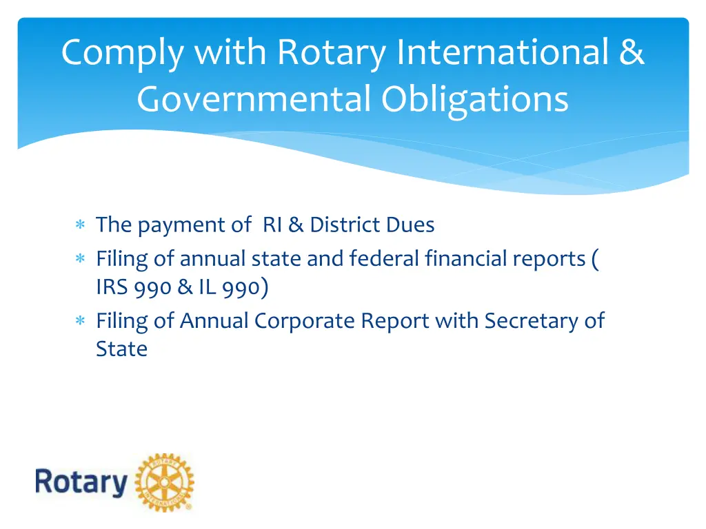comply with rotary international governmental