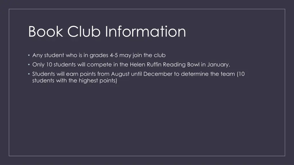 book club information