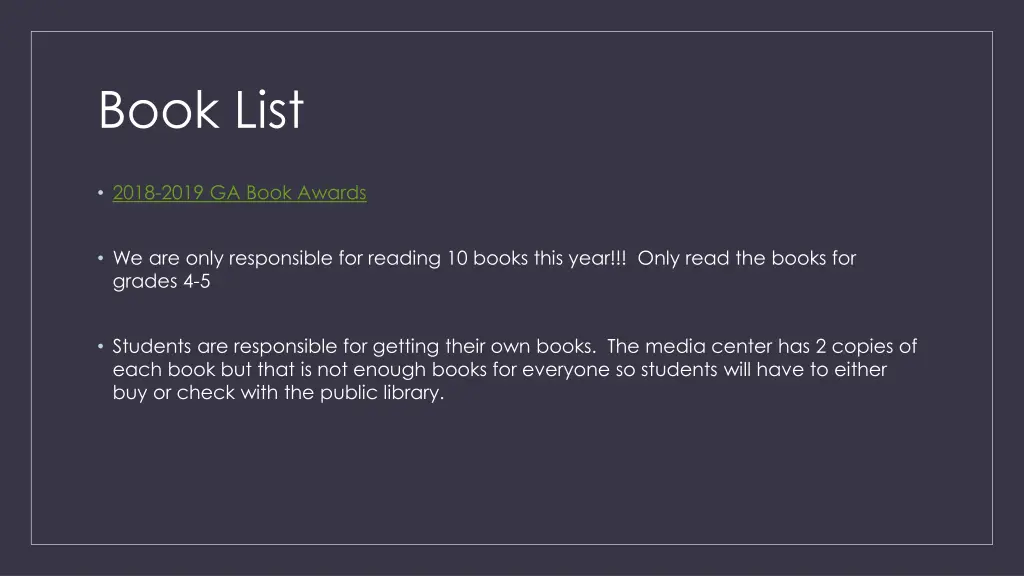 book list