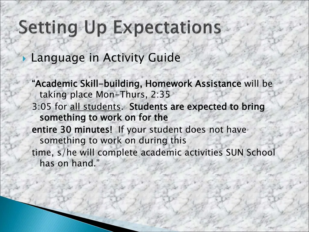 language in activity guide
