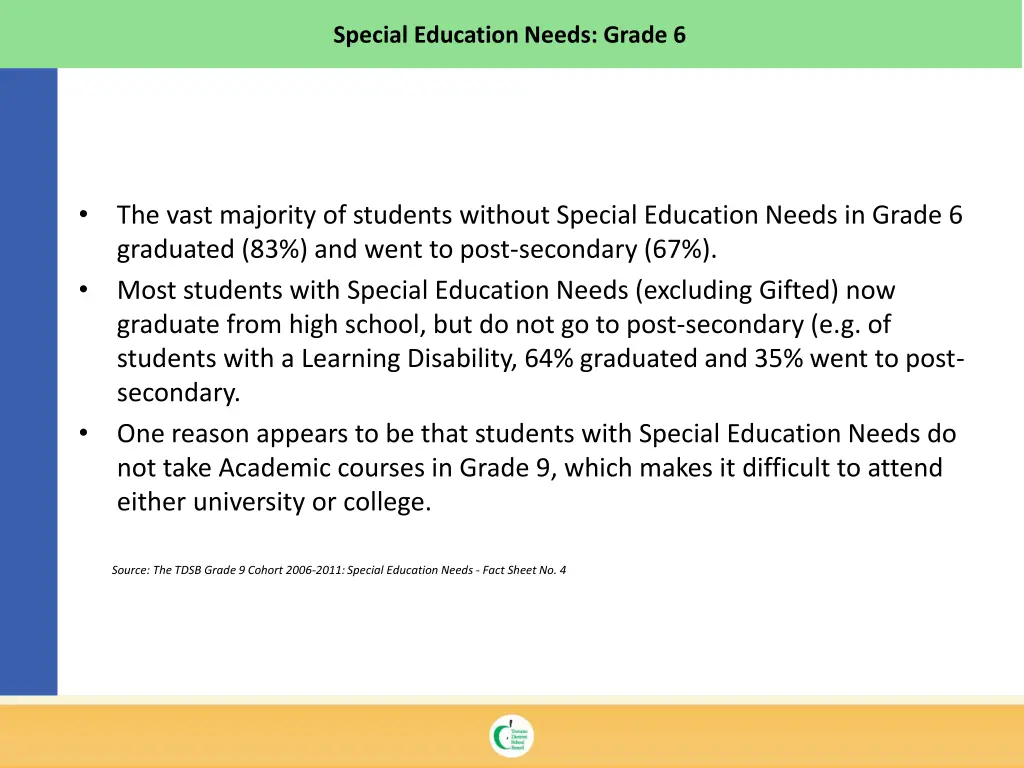 special education needs grade 6