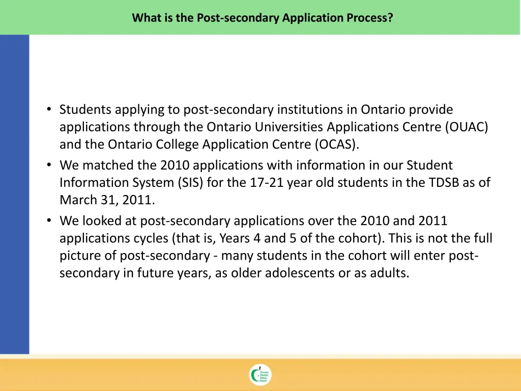 what is the post secondary application process