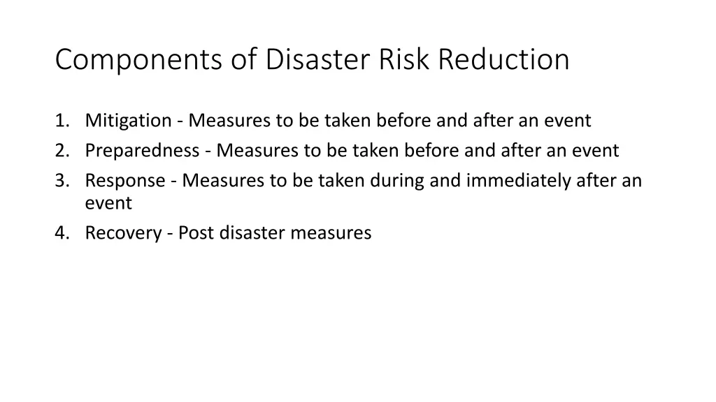 components of disaster risk reduction
