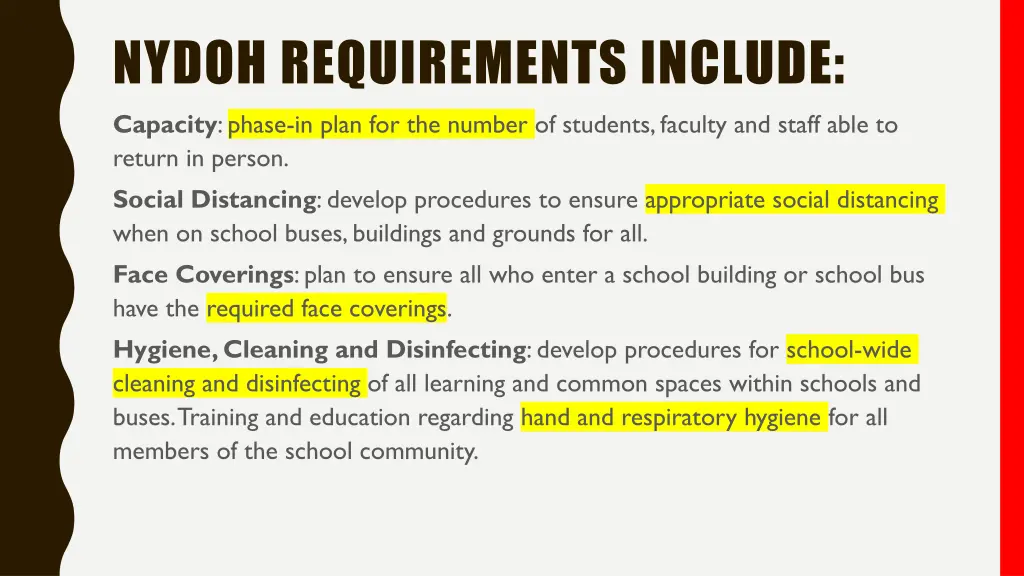 nydoh requirements include