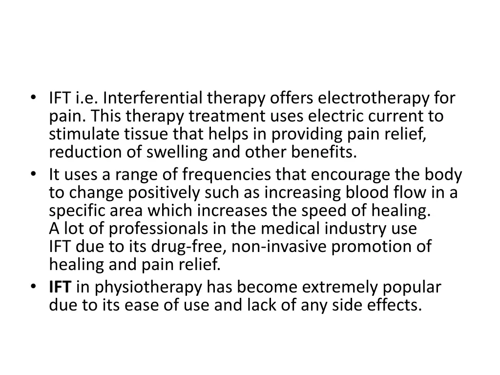 ift i e interferential therapy offers