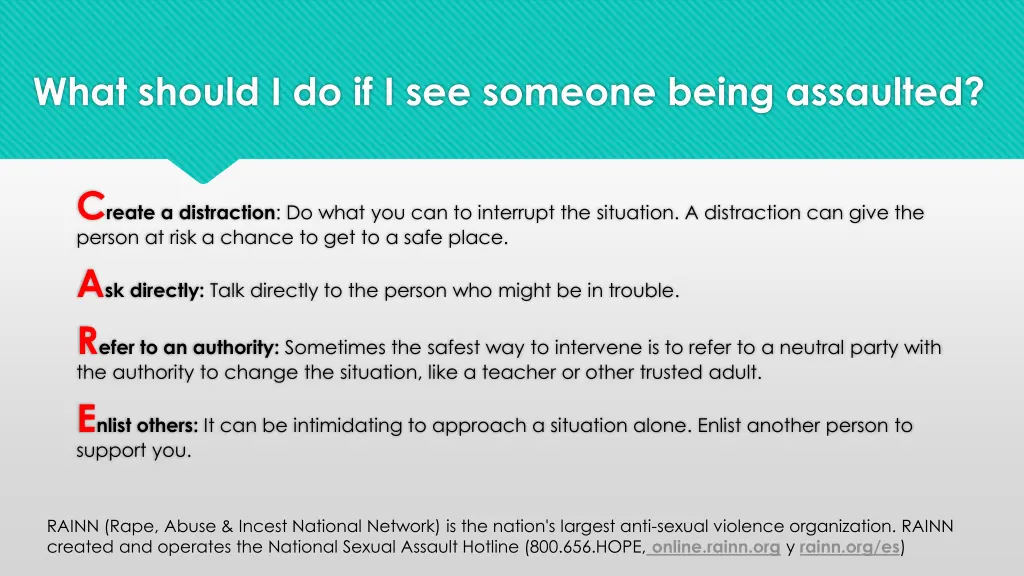 what should i do if i see someone being assaulted