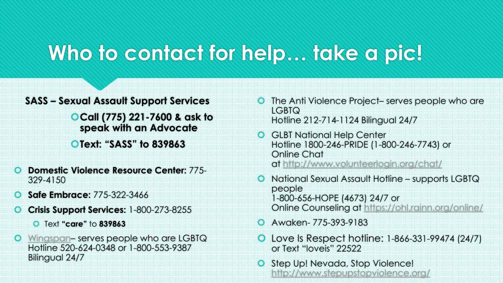 who to contact for help take a pic