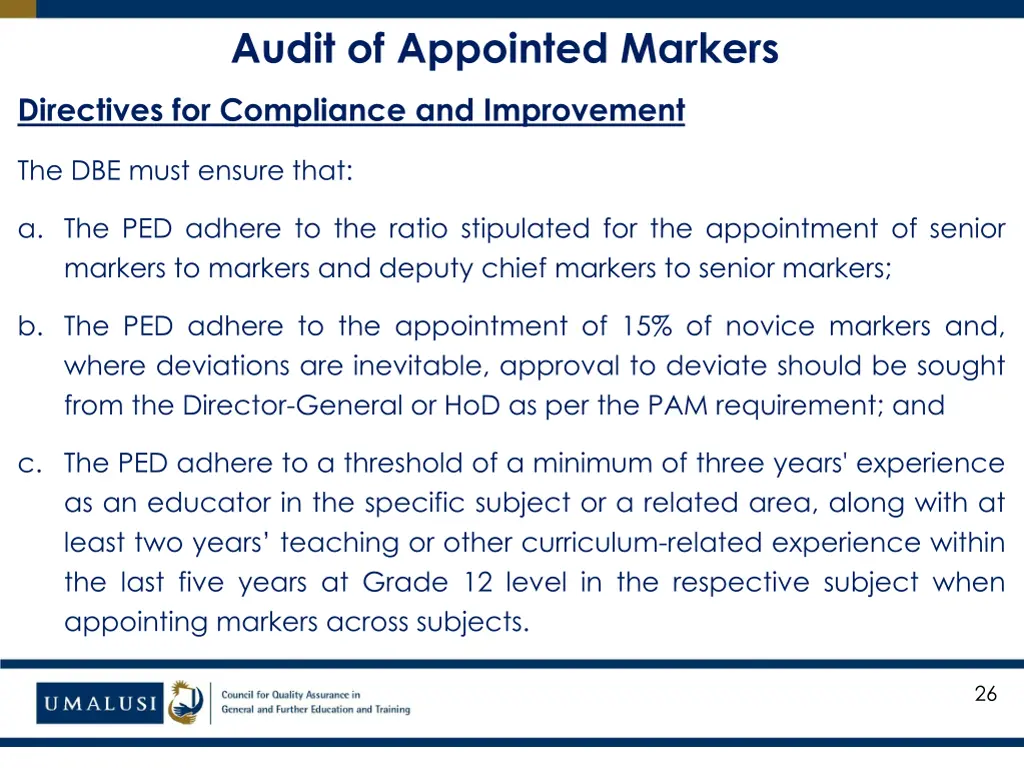 audit of appointed markers 2