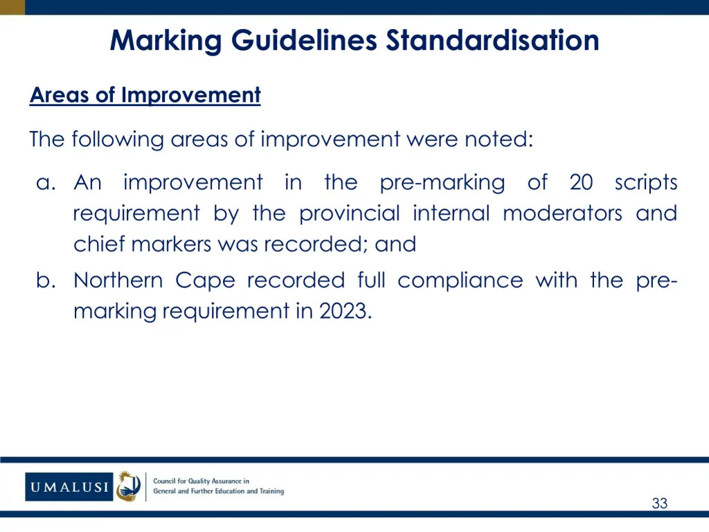 marking guidelines standardisation 1