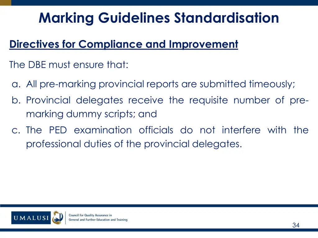 marking guidelines standardisation 2