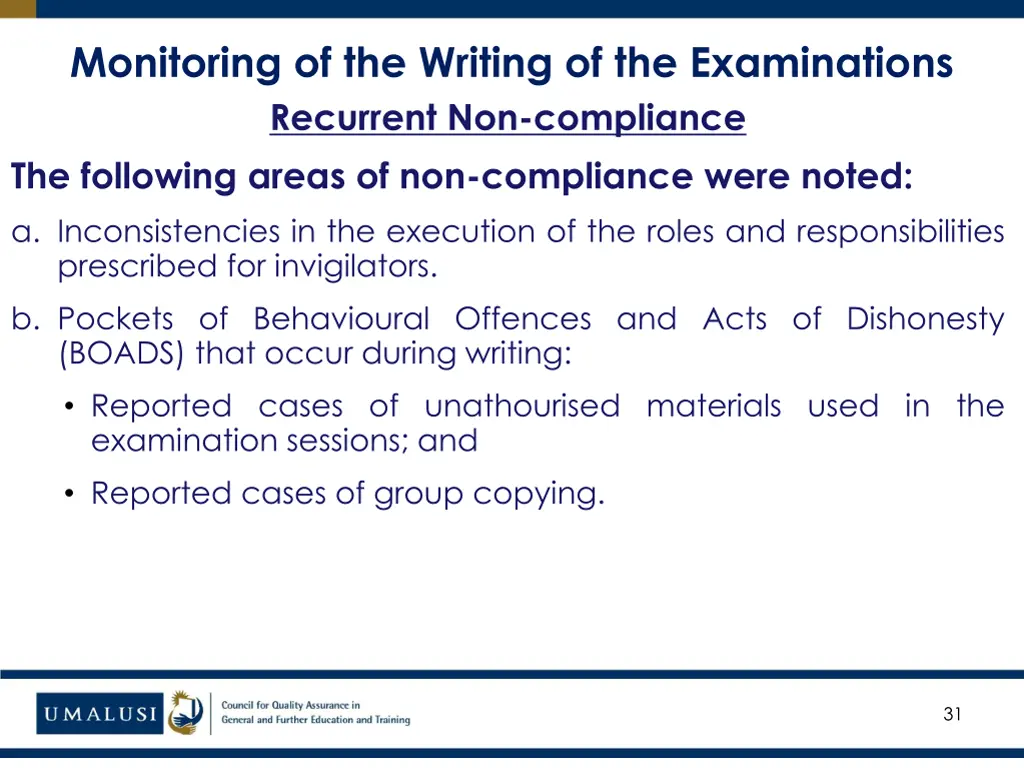 monitoring of the writing of the examinations 1