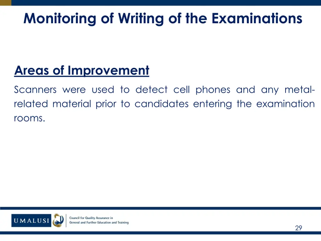 monitoring of writing of the examinations