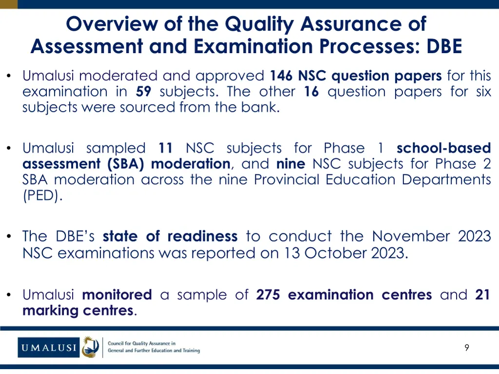 overview of the quality assurance of assessment