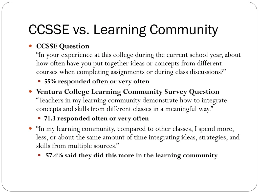 ccsse vs learning community