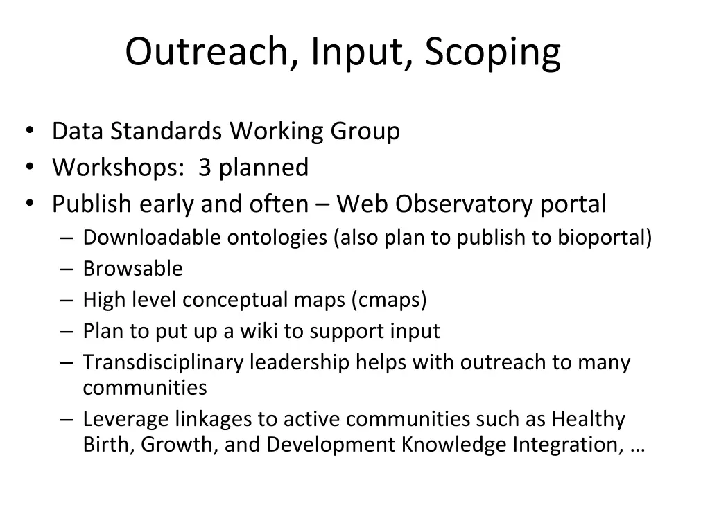 outreach input scoping
