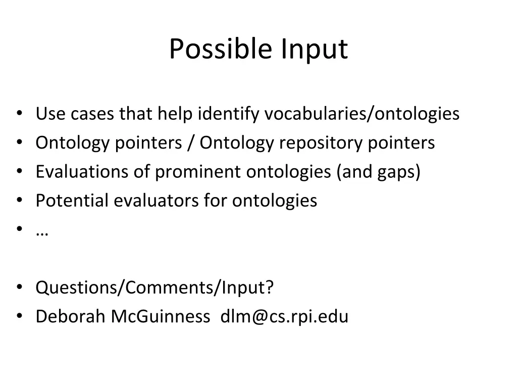possible input