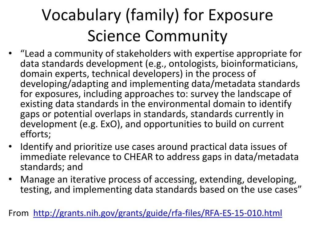 vocabulary family for exposure science community