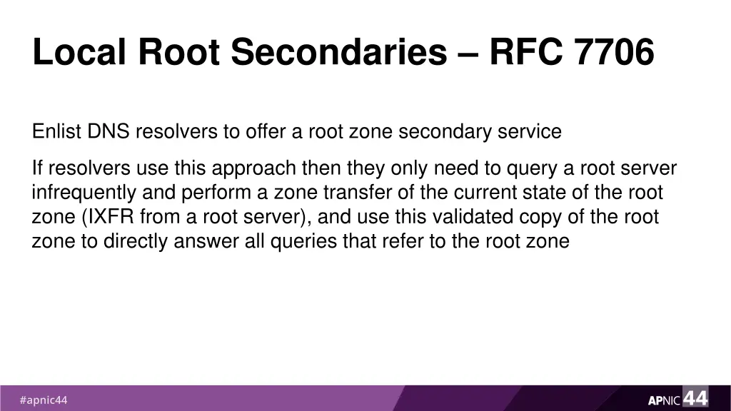 local root secondaries rfc 7706