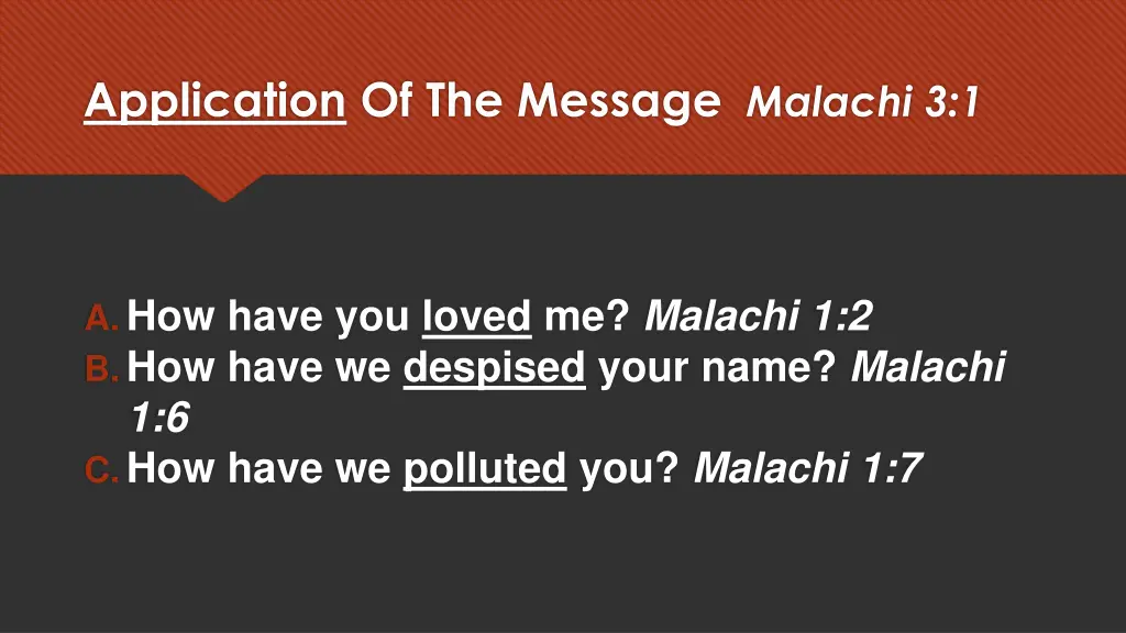 application of the message malachi 3 1 3